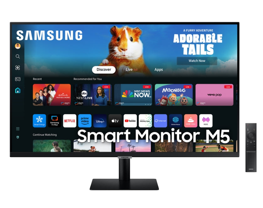 Samsung 27DM500 27" VA LED, SMART 1920x1080 2xUSB 2.0, 2xHDMI 1.4, Wi-Fi 5, Bluetooth, Високоговорители, Черен