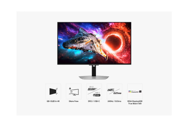 Samsung 32'' LS32HG800SU Odyssey OLED G8 4K 3840x2160 0.03ms 240Hz Glare-Free DP 2.1 (UHBR20) & USB-C (98W) Сребрист