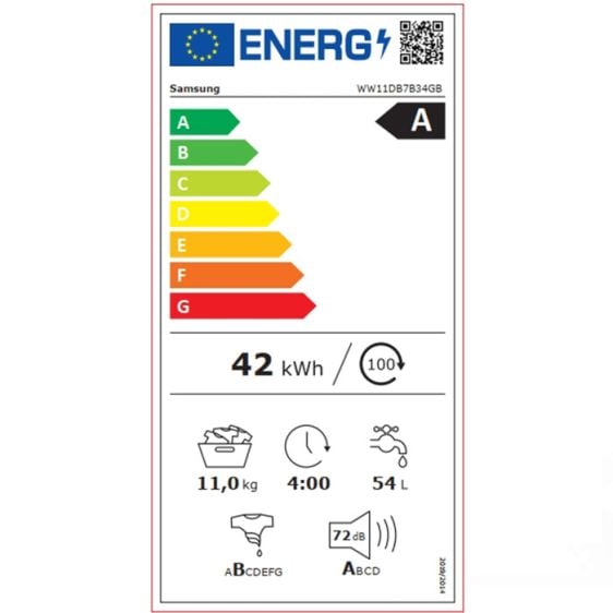 Пералня SAMSUNG WW11DB7B34GBU4, 11 кг, Auto Dose, SmartThings AI Energy, 1400 об/мин. Black