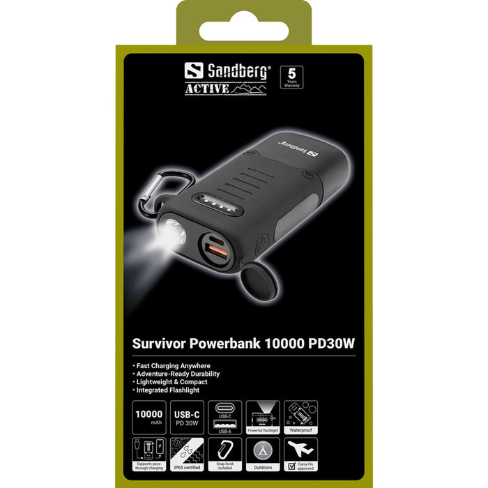 ВЪНШНА БАТЕРИЯ SANDBERG Survivor 10000 mAh PD 30 W