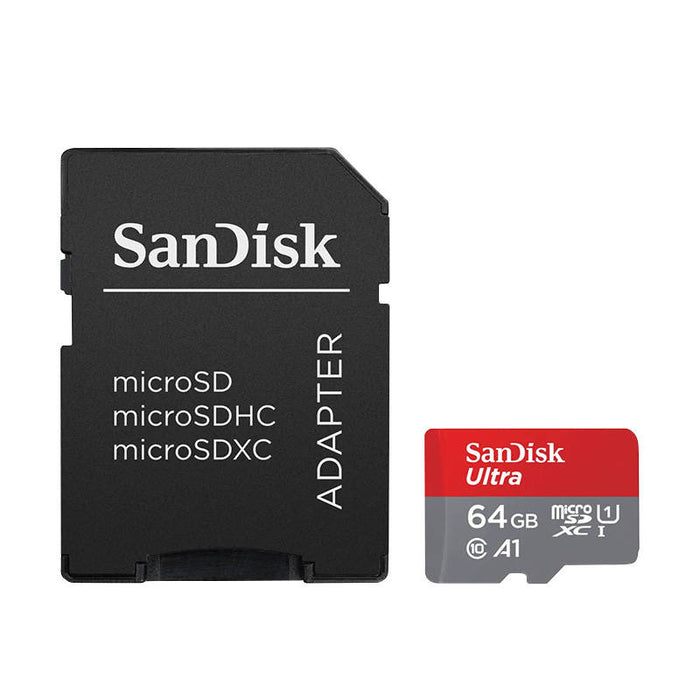 Карта памет SanDisk ULTRA ANDROID microSDXC 64 GB 140MB/s A1 Cl.10 UHS-I + АДАПТЕР