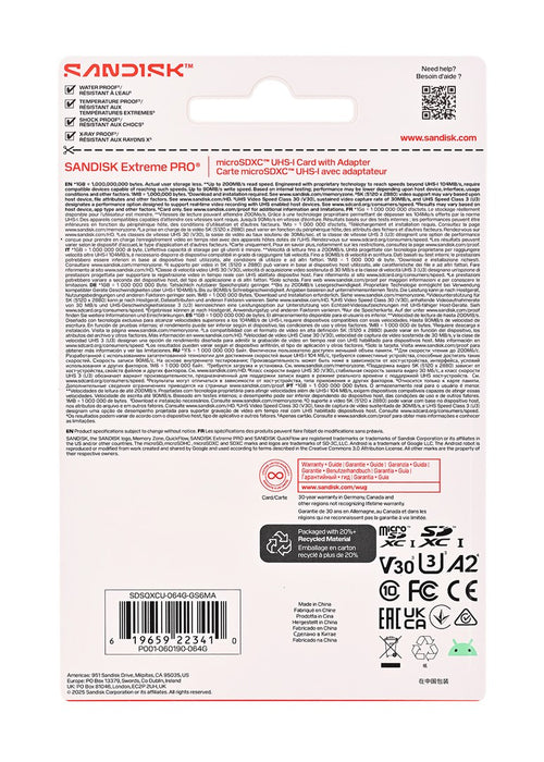 SanDisk Extreme PRO microSD UHS-I 64 GB MicroSDHC