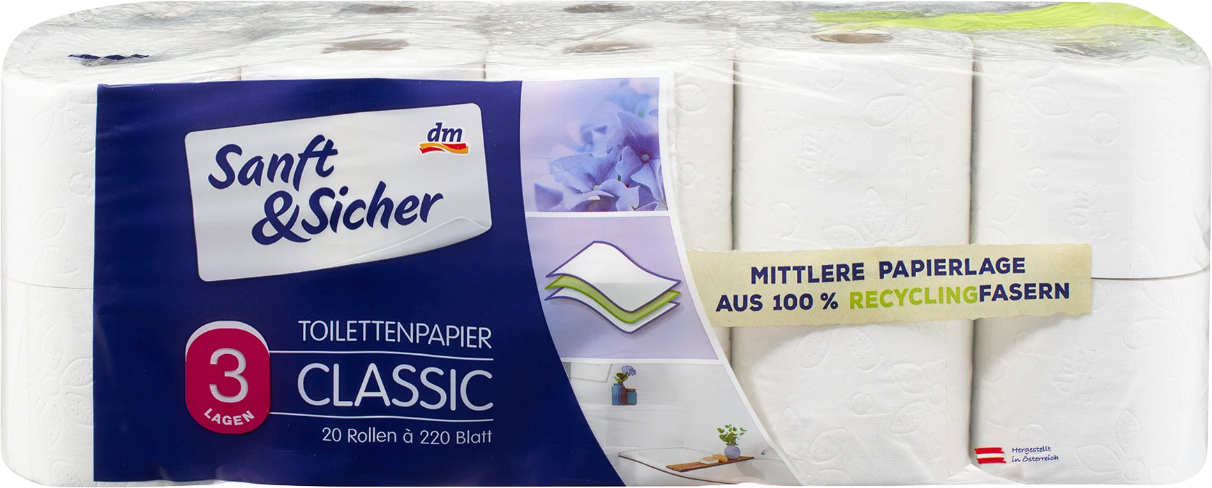 Тоалетна хартия Classic, 3 пластова, 20 бр