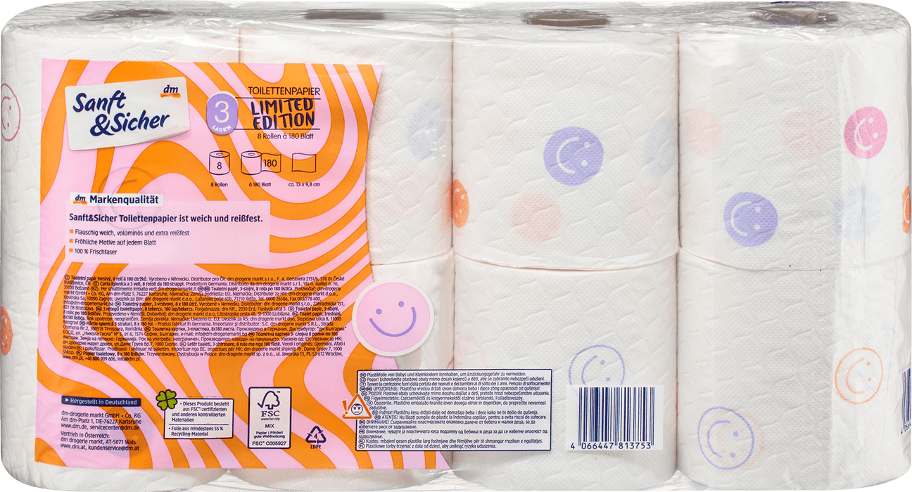 Тоалетна хартия Limited Edition, 3-пластова, 8 бр