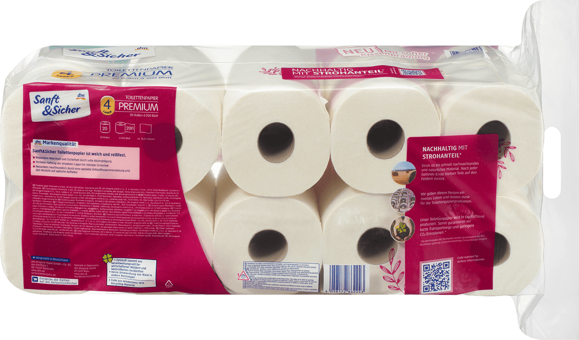 Тоалетна хартия Premium, 200 къса, 20 бр