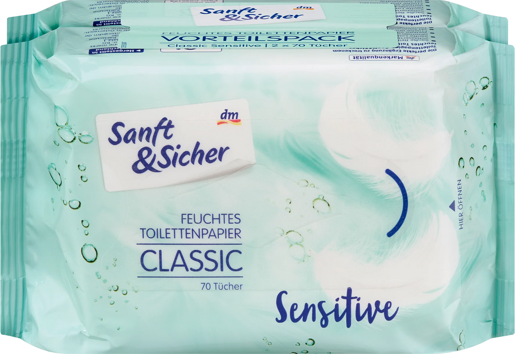 Влажна тоалетна хартия Classic Sensitive, 140 бр