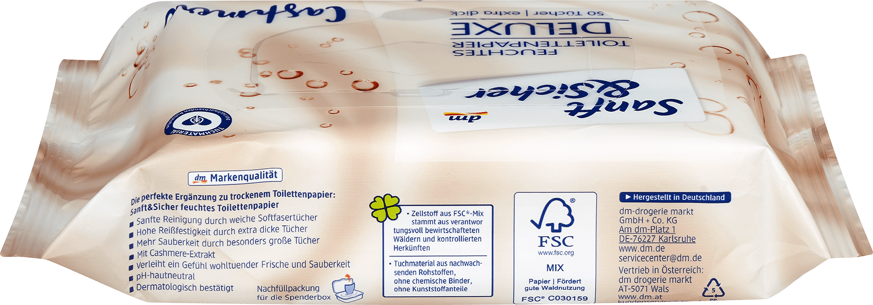 Влажна тоалетна хартия Deluxe Кашмир, 50 бр