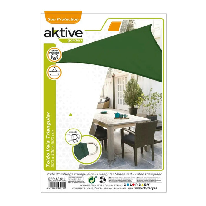 Сянка платна Aktive Триъгълна Зелен 500 x 0,5 x 500 cm (4