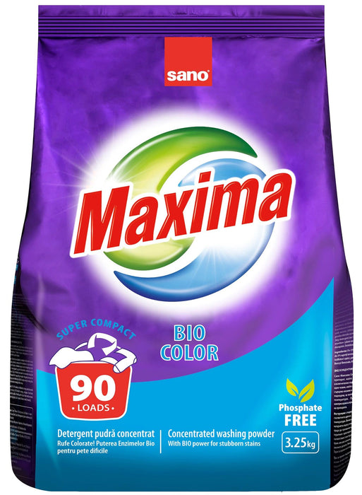 Прах за пране Sano - Maxima Bio color, 90 пранета, 3.25 kg