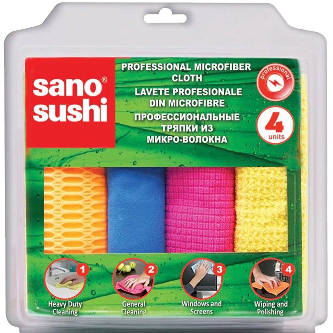 Микрофибърни кърпи Sano - Sushi Professional, 4 броя