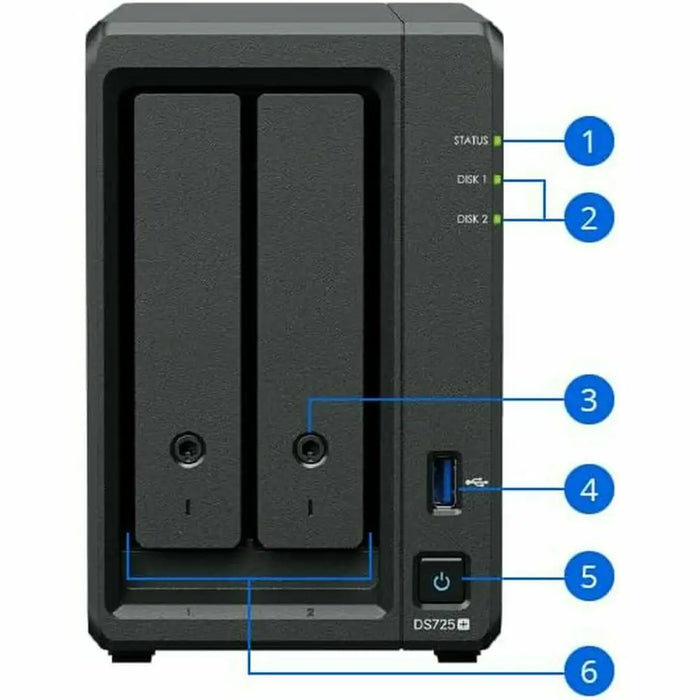 SATA 5.25’’ калъф за SATA 2.5’’ Synology DS725+ Черен AMD