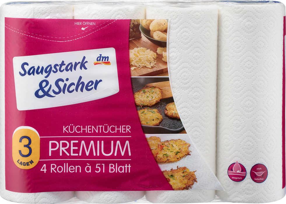 Кухненска хартия Premium, 3-пластова, 4 бр