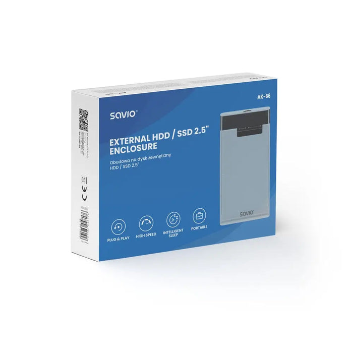 Savio 2.5’’ външен HDD/SSD корпус USB 3.0 прозрачен AK-66