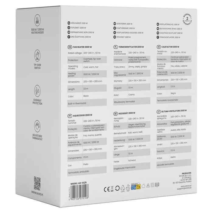 Savio AD-02 B домашен вентилатор Черен