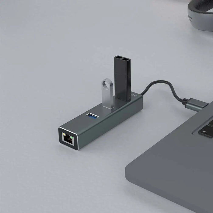Savio AK-57 USB-A - 3 x USB-A ХЪБ с RJ-45 Gigabit Ethernet