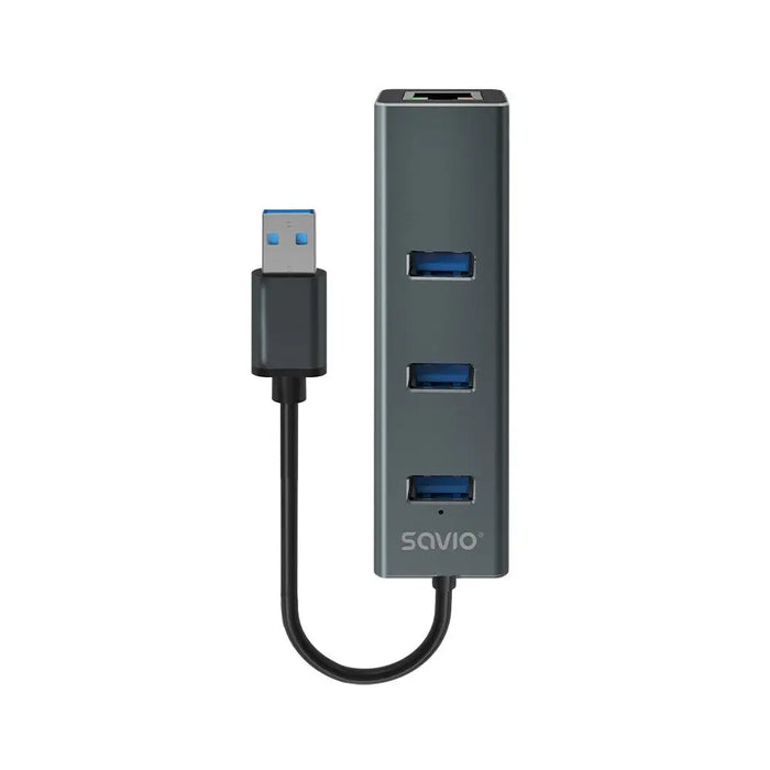Savio AK-57 USB-A - 3 x USB-A ХЪБ с RJ-45 Gigabit Ethernet