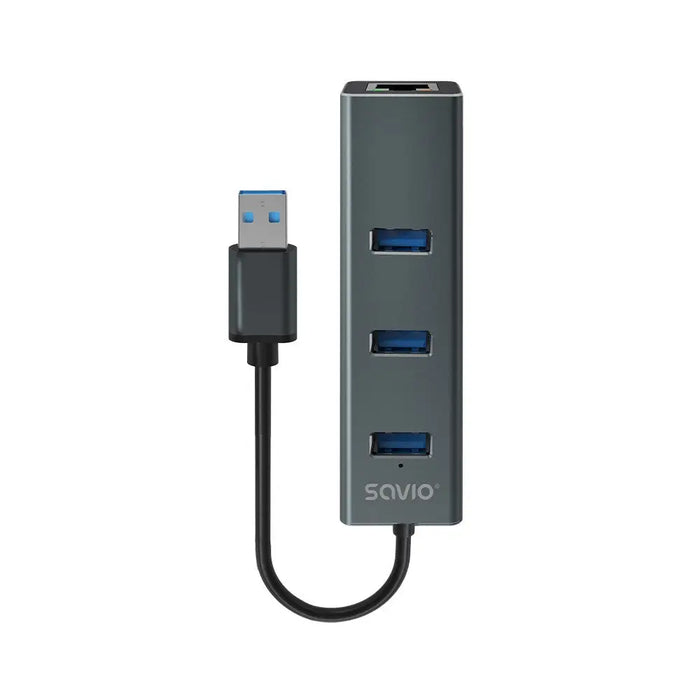 Savio AK-57 USB-A - 3 x USB-A ХЪБ с RJ-45 Gigabit Ethernet