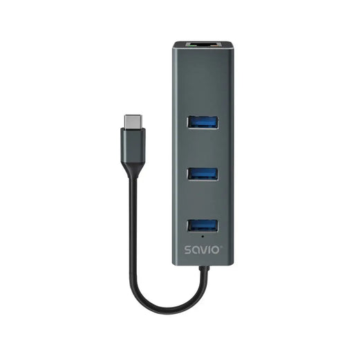 Savio AK-57 USB-C - 3 x USB-A ХЪБ с RJ-45 Gigabit Ethernet