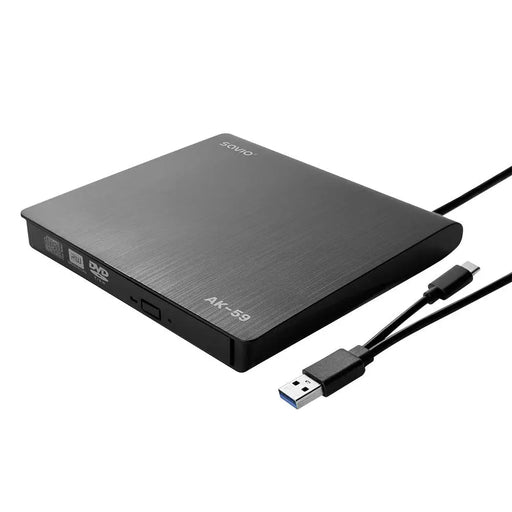 SAVIO AK-59 Външен тънък CD/DVD рекордер R/RW - USB-C/USB-A
