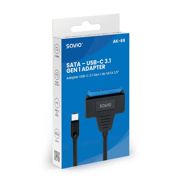 SAVIO AK-69 Адаптер USB-C 3.1 Gen 1 (M) - SATA (F) за 2.5’’