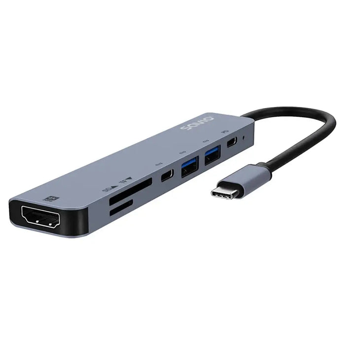 Savio AK-82 интерфейсен хъб USB Type-C 5000 Mbit/s Черен
