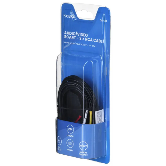 SAVIO Audio/video SCART – 3xRCA (CINCH) кабел 2m CL-133