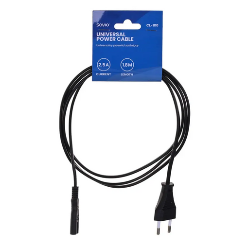 Savio CL-100 захранващ кабел черен 1.8 m IEC тип E (3.4 mm