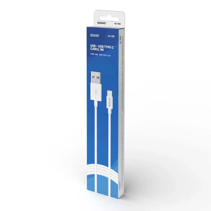Savio CL-125 USB кабел USB 2.0 1 m USB A USB C Бял
