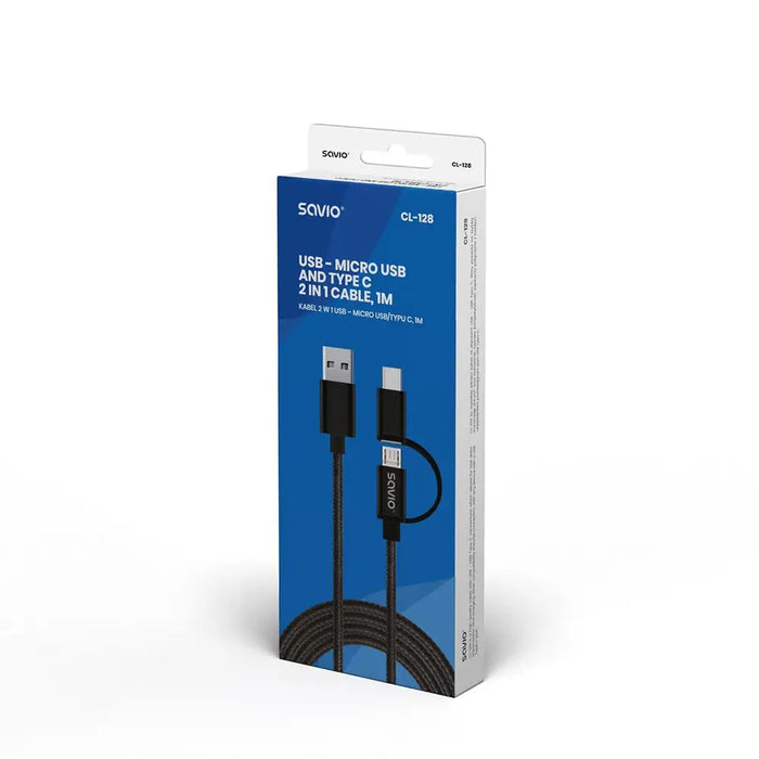 Savio CL-128 USB кабел USB 2.0 1 m USB A USB C/Micro-USB A