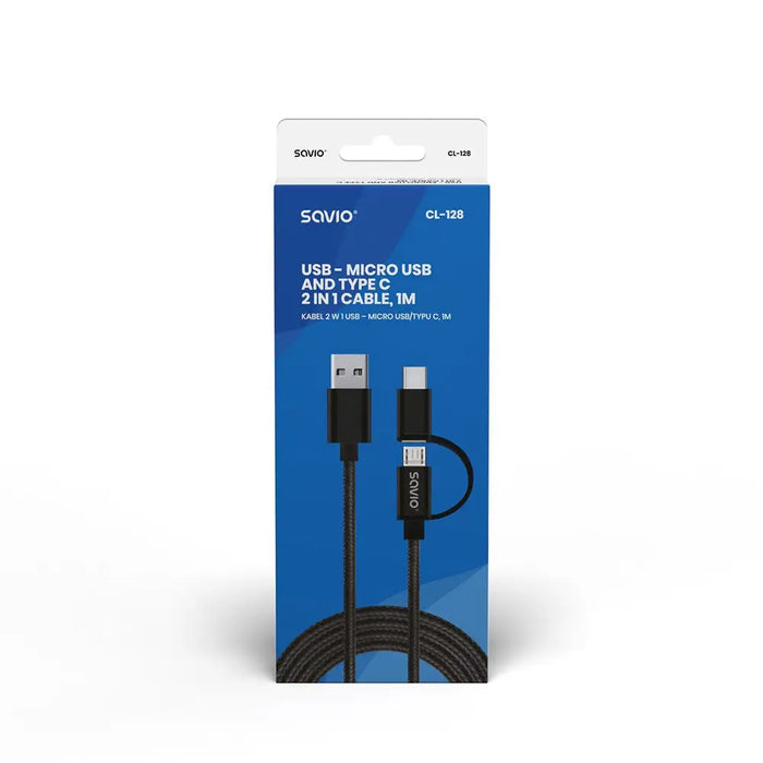 Savio CL-128 USB кабел USB 2.0 1 m USB A USB C/Micro-USB A