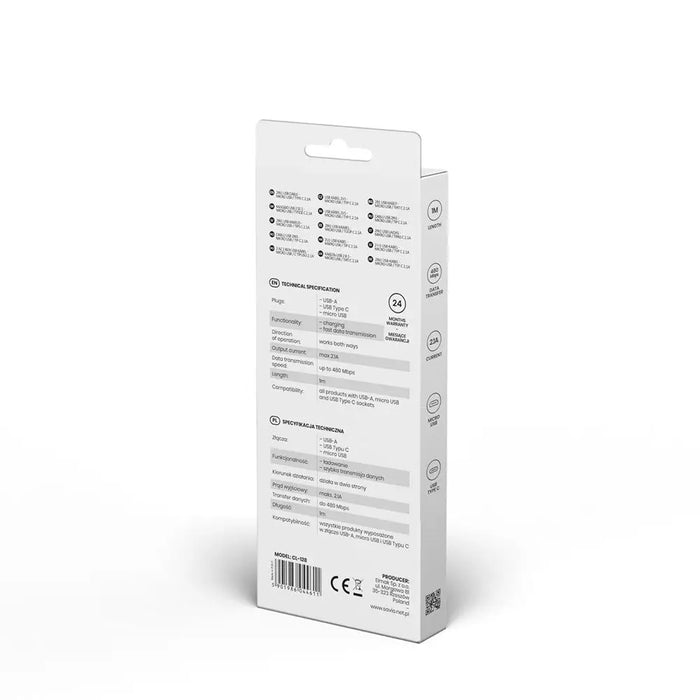 Savio CL-128 USB кабел USB 2.0 1 m USB A USB C/Micro-USB A