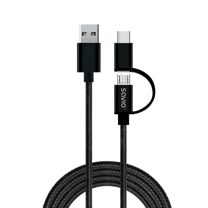Savio CL-128 USB кабел USB 2.0 1 m USB A USB C/Micro-USB A