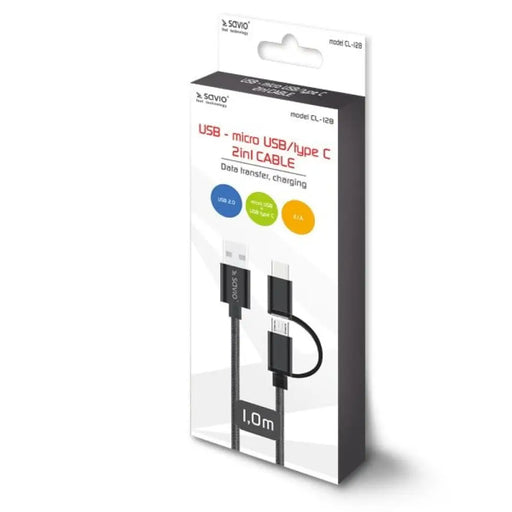 Savio CL-128 USB кабел USB 2.0 1 m USB A USB C/Micro-USB A
