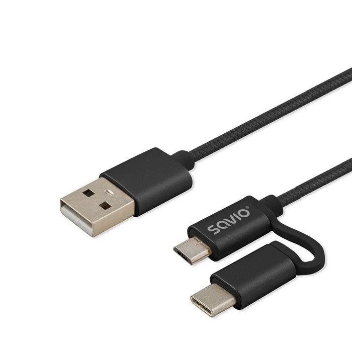 Savio CL-128 USB кабел USB 2.0 1 m USB A USB C/Micro-USB A