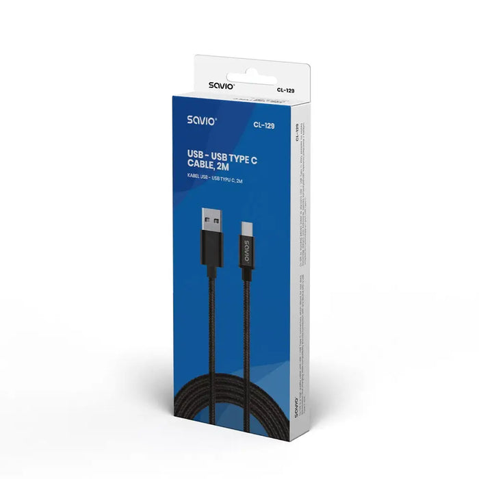 Savio CL-129 USB кабел 2 м USB 2.0 USB A USB C Черен