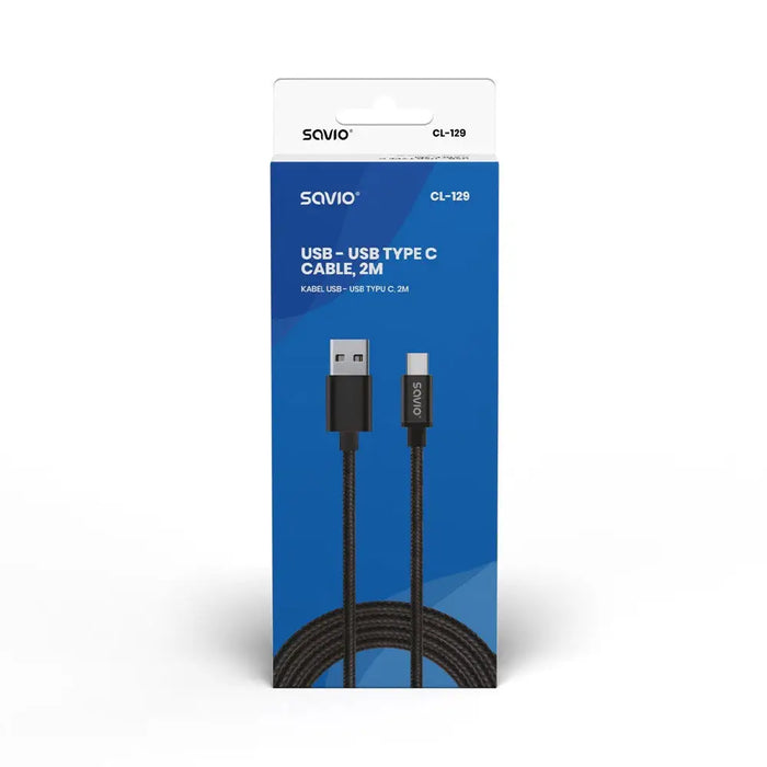 Savio CL-129 USB кабел 2 м USB 2.0 USB A USB C Черен