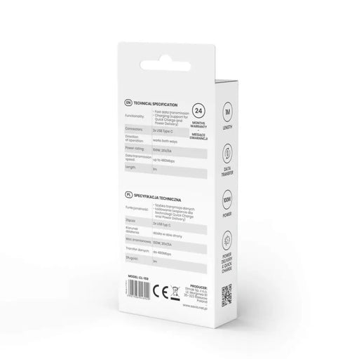 Savio CL-159 USB кабел 1 м USB 2.0 USB C - USB C Черен