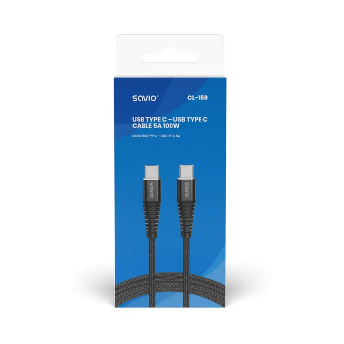 Savio CL-159 USB кабел 1 м USB 2.0 USB C - USB C Черен