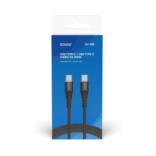 Savio CL-160 USB кабел 2 м USB 2.0 USB C - USB C Черен