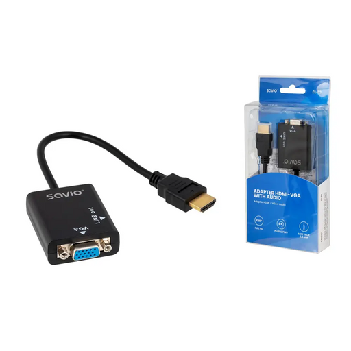 Savio CL-23 адаптер за видео кабел 0,5 м VGA (D-Sub) HDMI