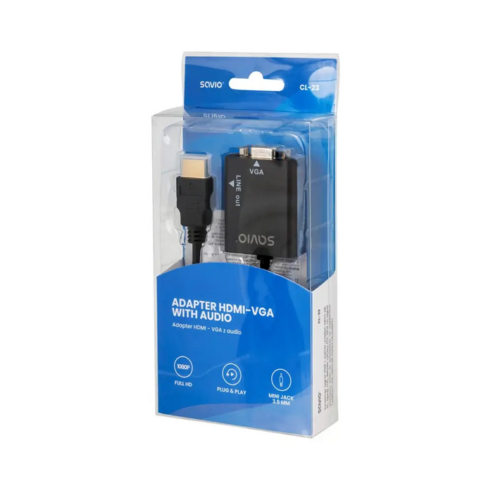 Savio CL-23 адаптер за видео кабел 0,5 м VGA (D-Sub) HDMI