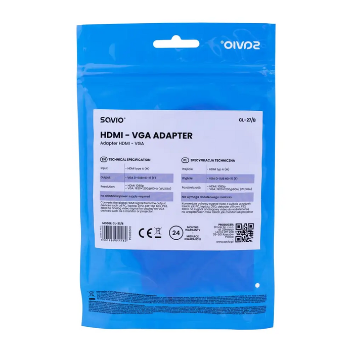 Savio CL 27B адаптер за видео кабел 0,1 м HDMI тип A
