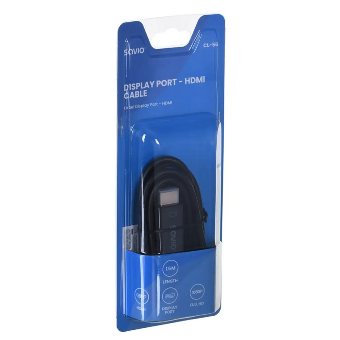 Savio CL-56 адаптер за видео кабел 1,5 m DisplayPort HDMI