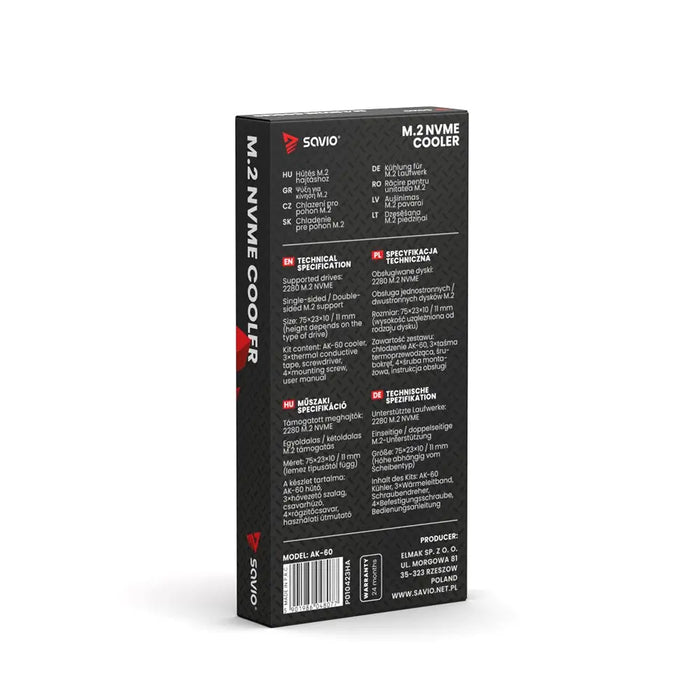 SAVIO Cooling for M.2 NVME 2280 drives AK-60 Black