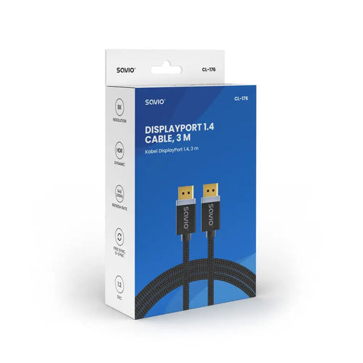 SAVIO DISPLAYPORT (M) - DISPLAYPORT (M) КАБЕЛ V1.4 3 m