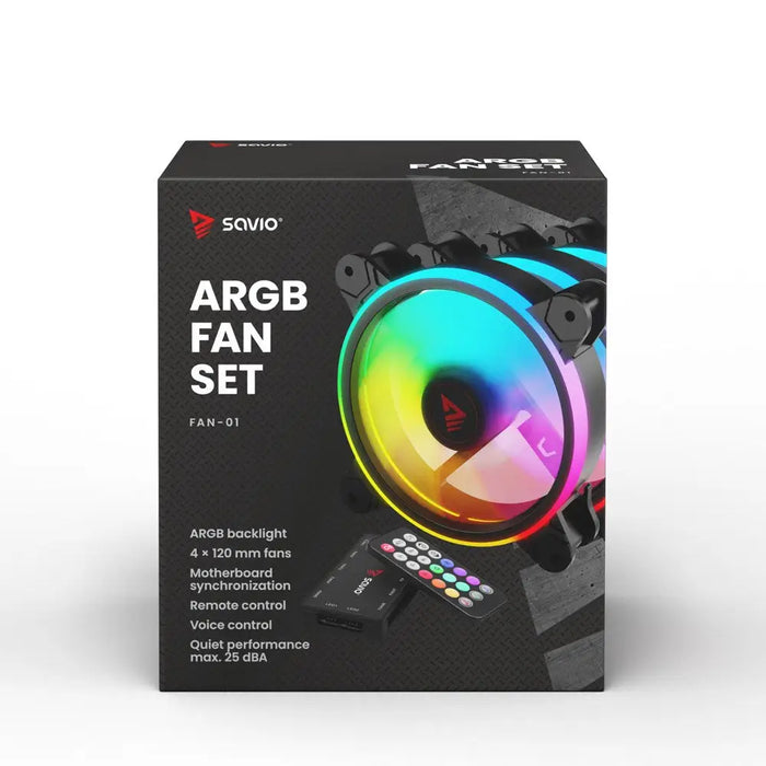 SAVIO FAN-01 4 комплекта 120 mm ARGB вентилатор включително