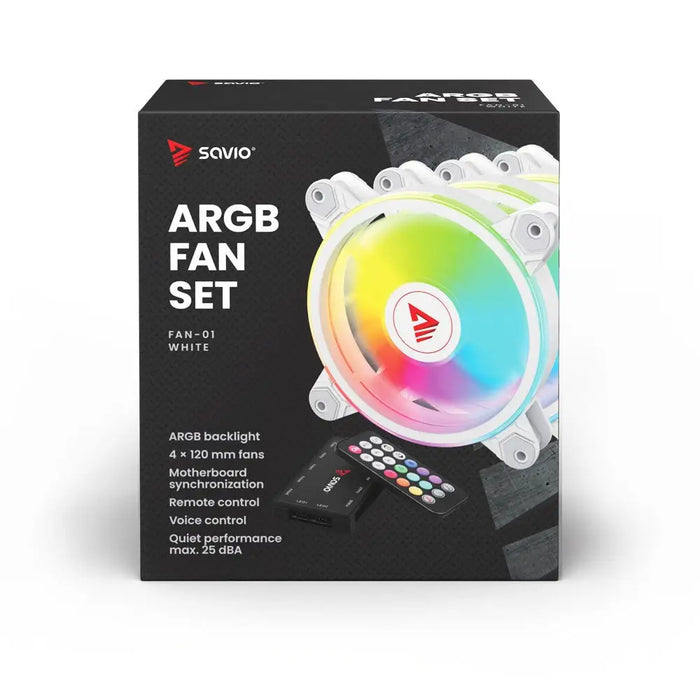 SAVIO FAN-01 WHITE 4 пакета 120 mm ARGB вентилатор