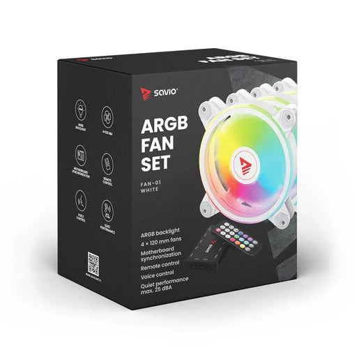 SAVIO FAN-01 WHITE 4 пакета 120 mm ARGB вентилатор