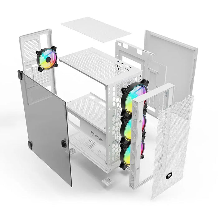 SAVIO Raptor White X1 ARGB Glass/Mesh Бяла компютърна кутия