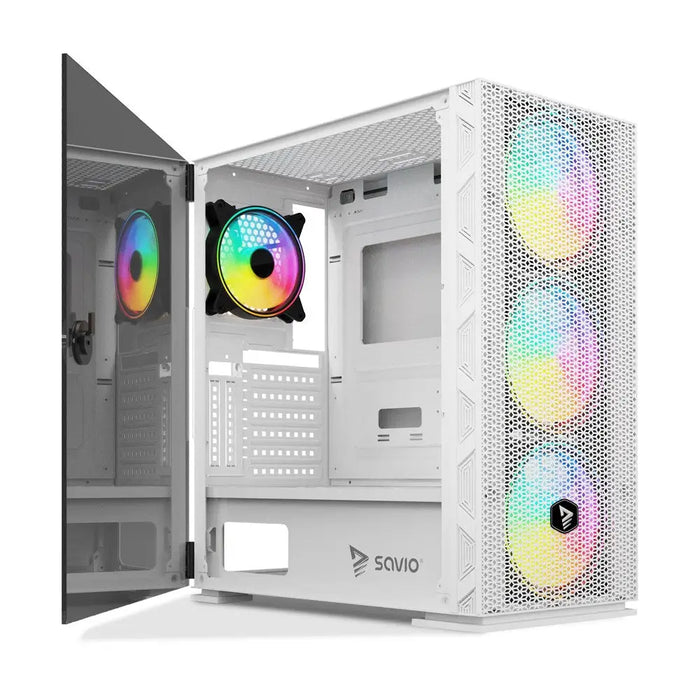 SAVIO Raptor White X1 ARGB Glass/Mesh Бяла компютърна кутия